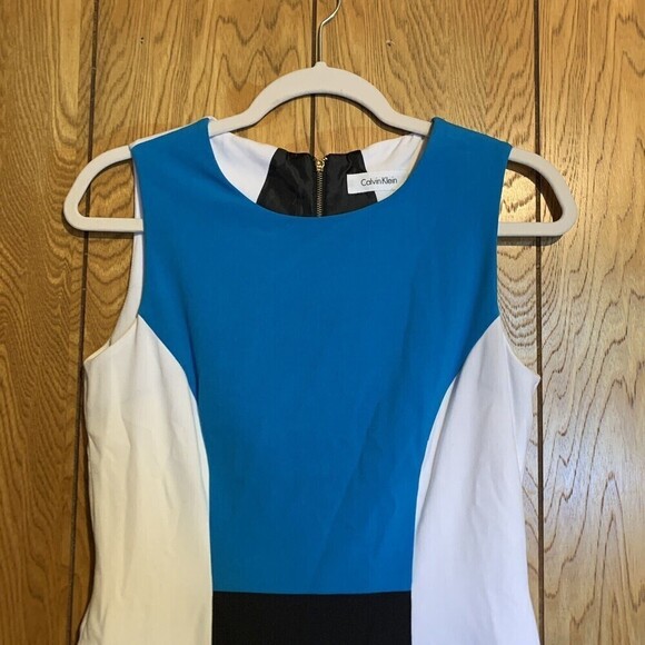 Calvin Klein Womens Size 4 Multicolor Colorblock Sleeveless Sheath Dress - Picture 2 of 4